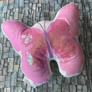 Pink Butterfly Sequin Pillow
